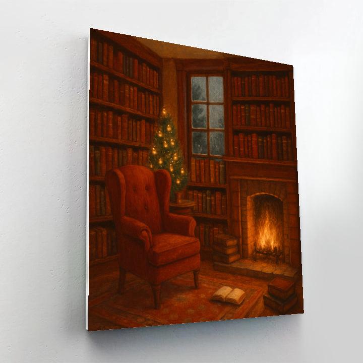 Quiet Christmas Library Nook paint by number