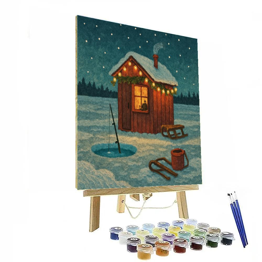 Festive Ice Fishing Cabin Paint by numbers art
