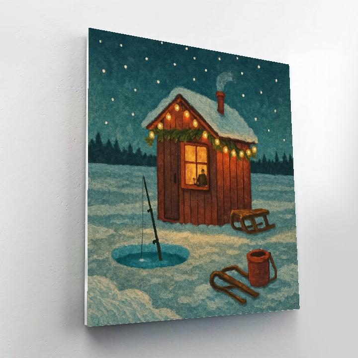 Festive Ice Fishing Cabin Paint by numbers art