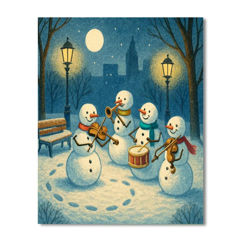 Snowman Orchestra In The Park DIY paint by numbers