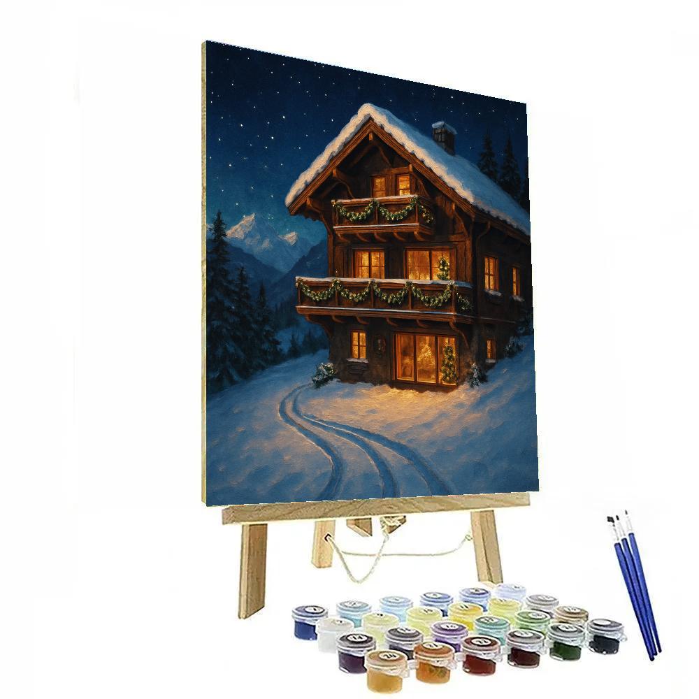 Christmas Night At The Mountain Chalet Paint by numbers kits