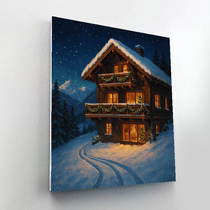 Christmas Night At The Mountain Chalet Paint by numbers kits