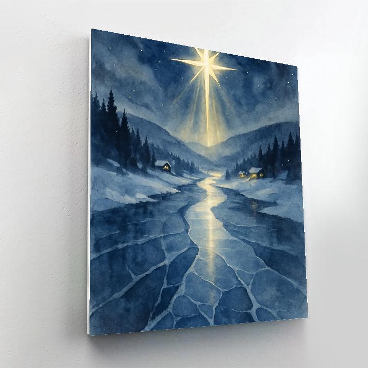 Christmas Star Over The Frozen River Numbered painting kits