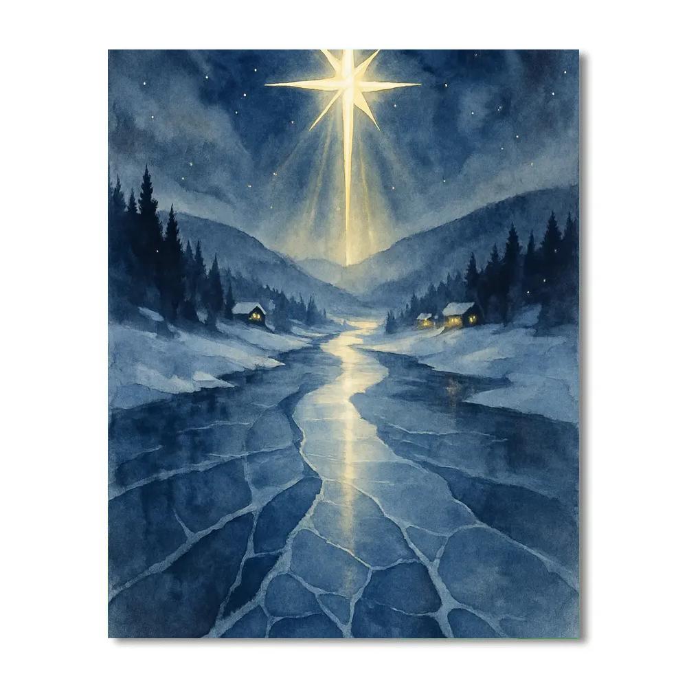 Christmas Star Over The Frozen River Numbered painting kits