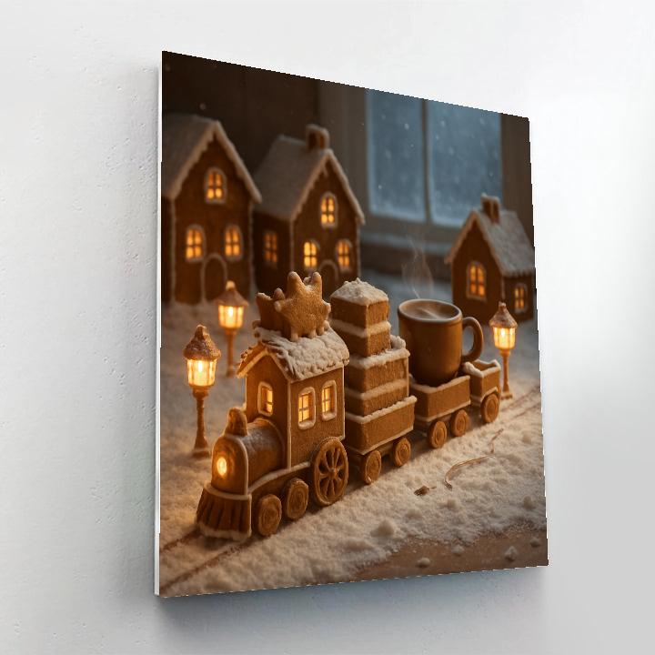 Christmas Bakery Train In The Snow paint by numbers