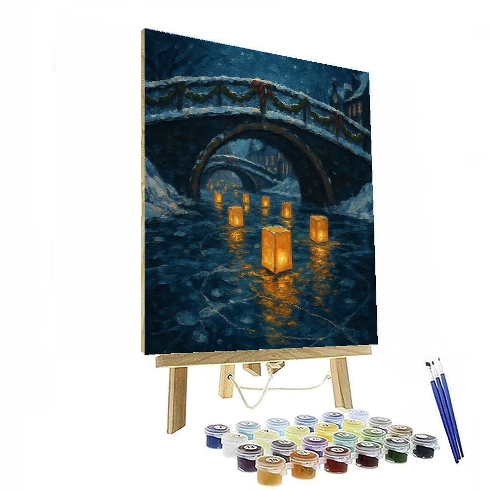 Christmas Lanterns On The Frozen Canal painting number kit