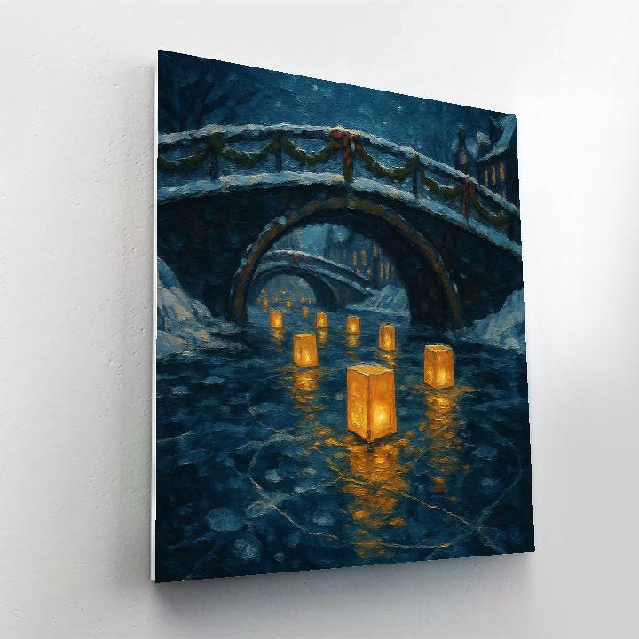 Christmas Lanterns On The Frozen Canal painting number kit