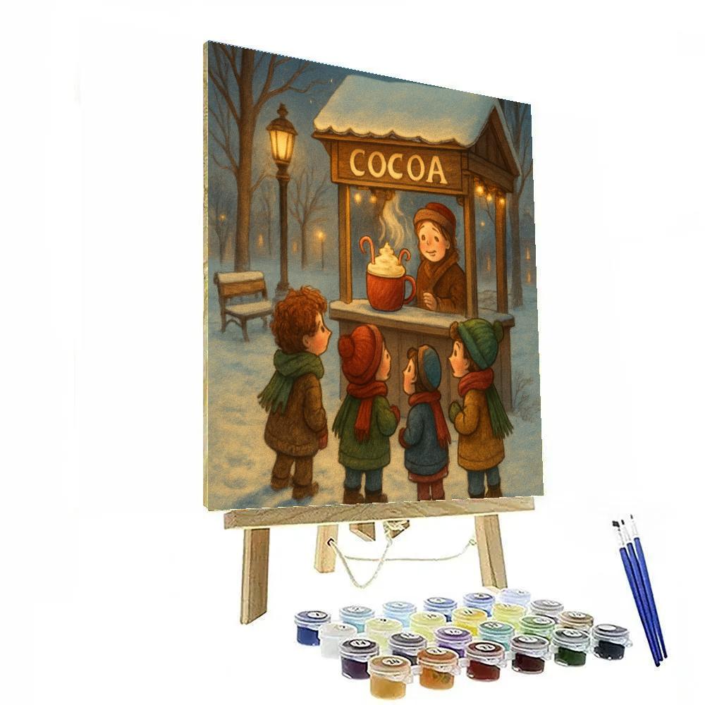 Christmas Cocoa Stand In The Snowy Park Numbered painting kits