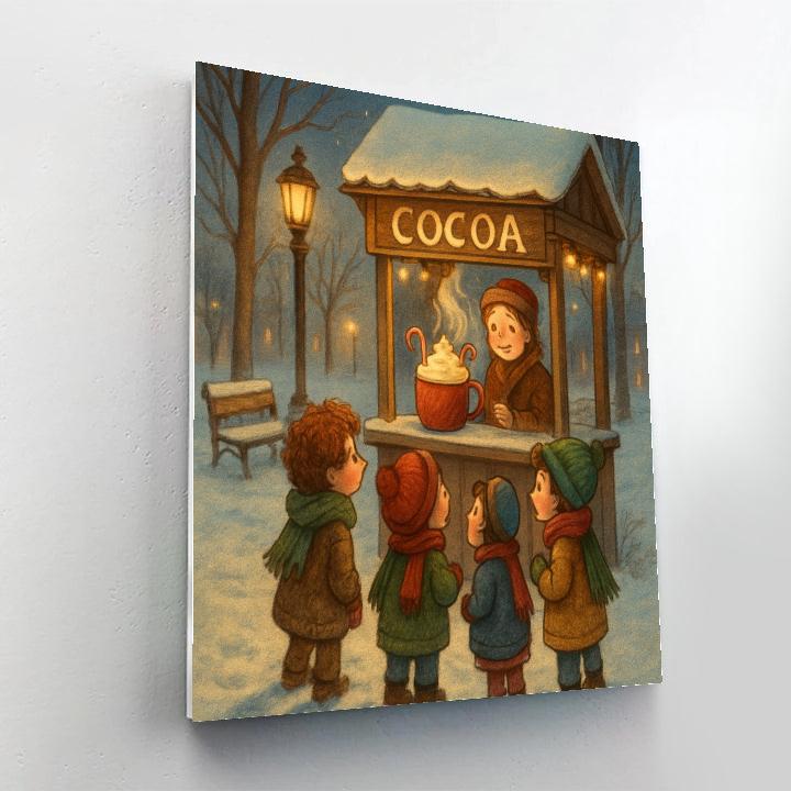 Christmas Cocoa Stand In The Snowy Park Numbered painting kits