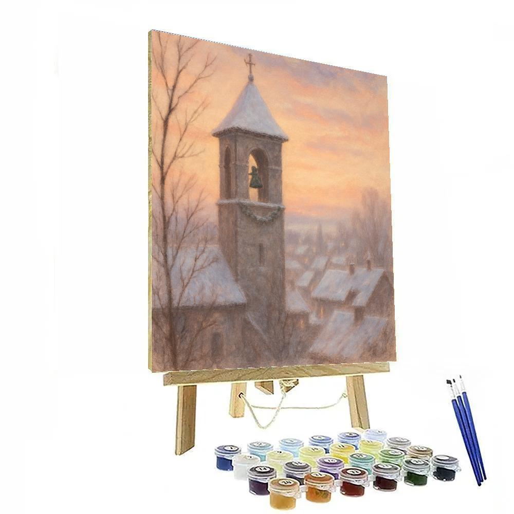 Snowy Bell Tower At Christmas Dawn Paint by numbers art