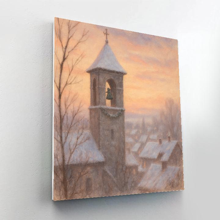 Snowy Bell Tower At Christmas Dawn Paint by numbers art