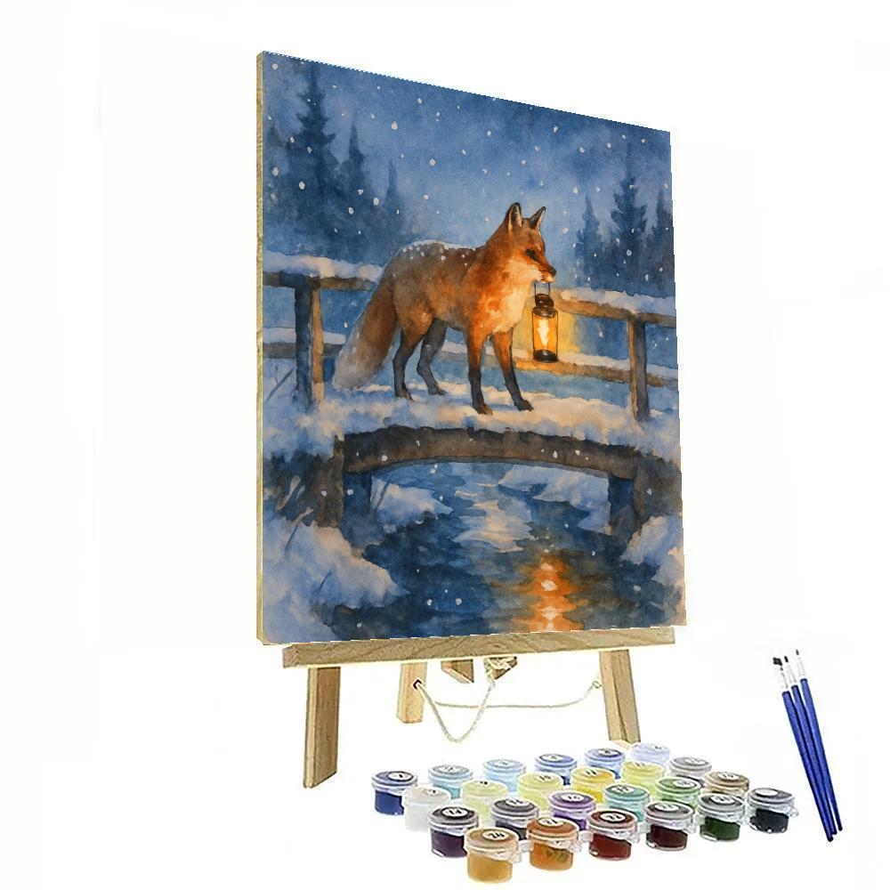 Holiday Lantern Fox On The Bridge Numbered painting kits