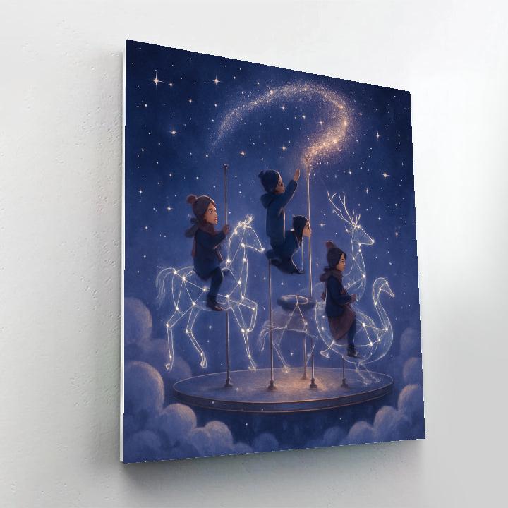 Christmas Carousel Of Stars Paint by numbers art