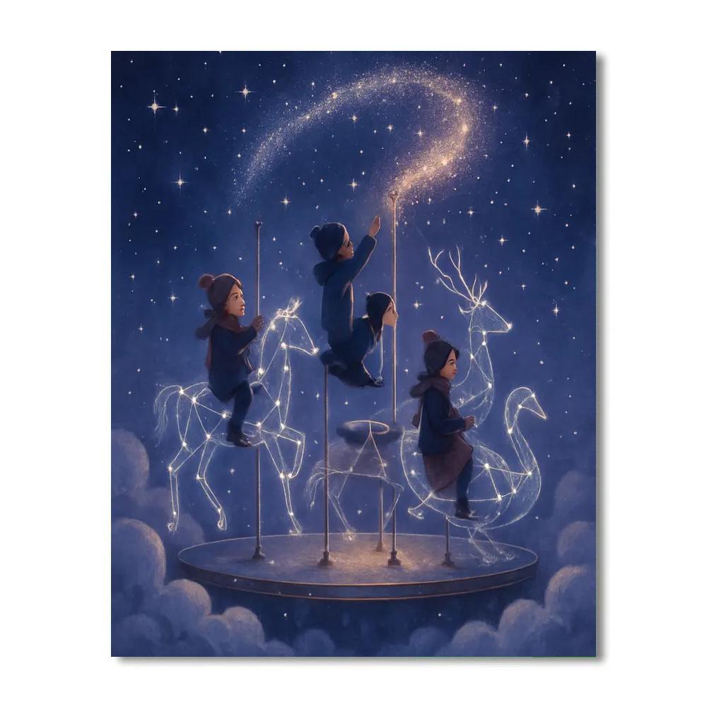 Christmas Carousel Of Stars Paint by numbers art