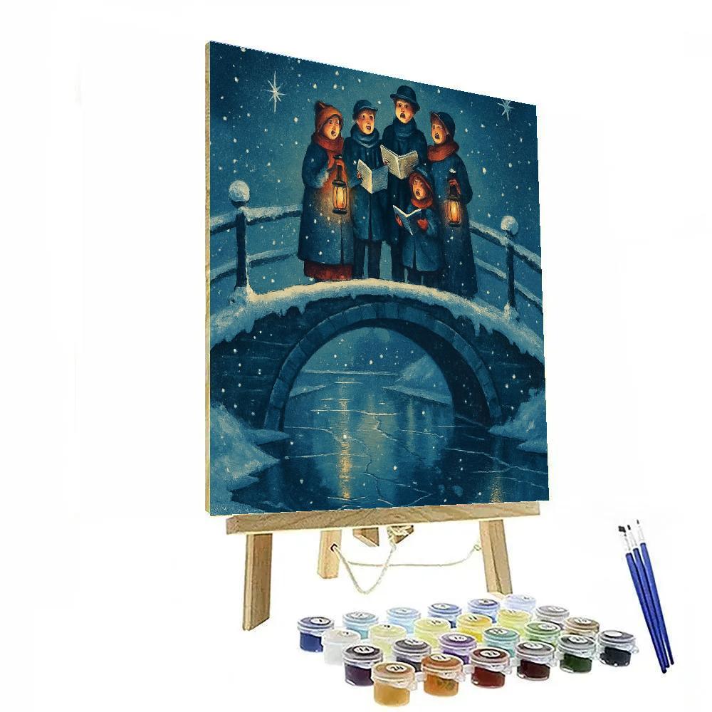Midnight Carolers On The Frozen Canal paint by number