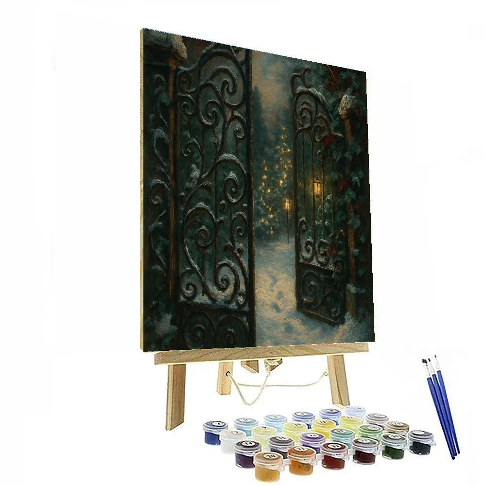 Secret Christmas Garden Behind The Gate paint by numbers