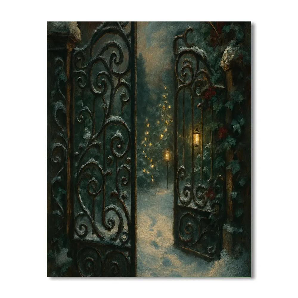 Secret Christmas Garden Behind The Gate paint by numbers