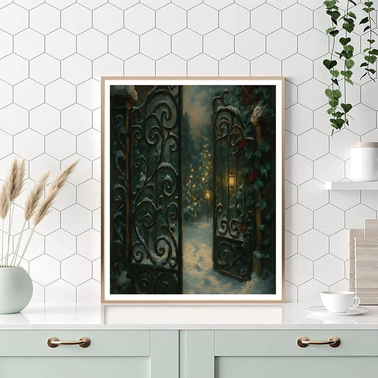 Secret Christmas Garden Behind The Gate paint by numbers