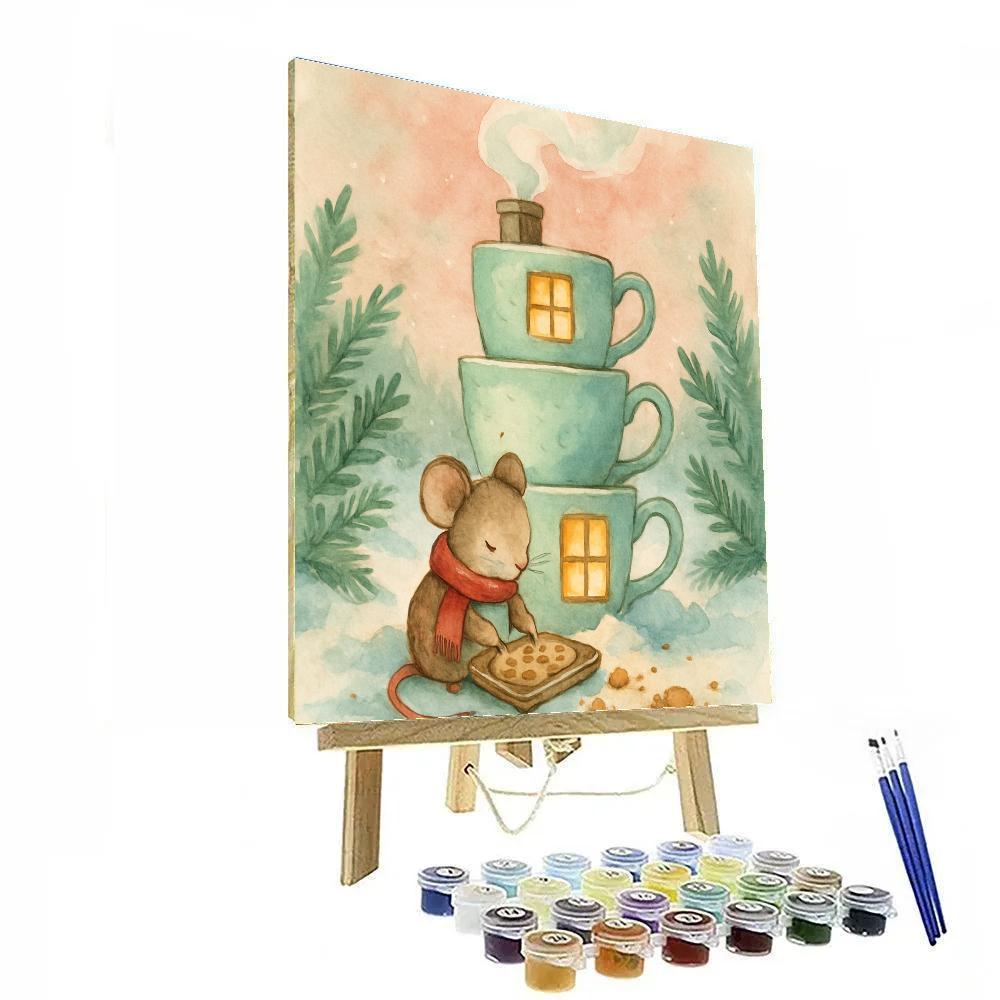 Christmas Mouse Baking In The Teacup House paint by color