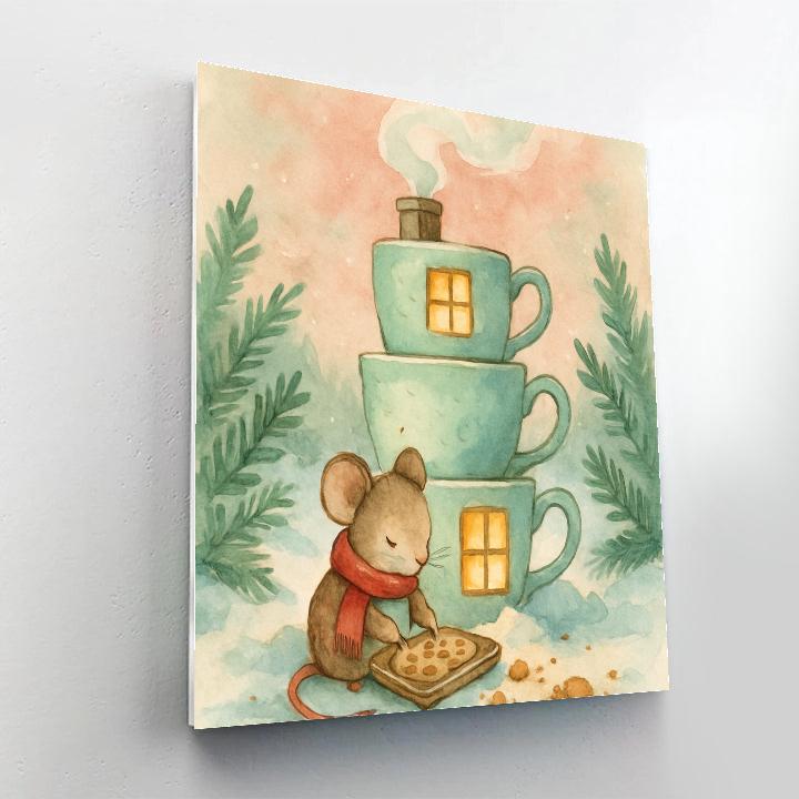 Christmas Mouse Baking In The Teacup House paint by color