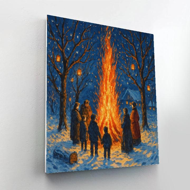 Christmas Bonfire In The Orchard Clearing painting number kit
