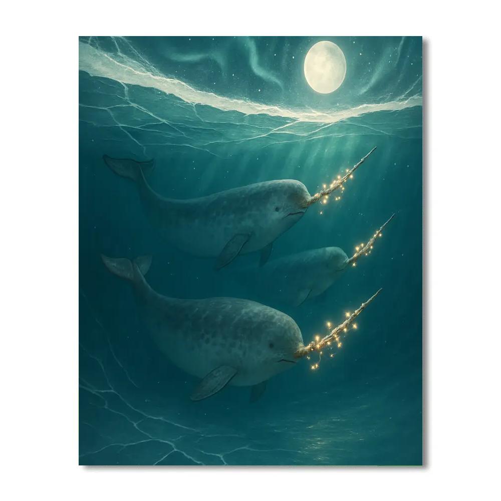 Polar Narwhal Christmas Procession Paint by numbers kits