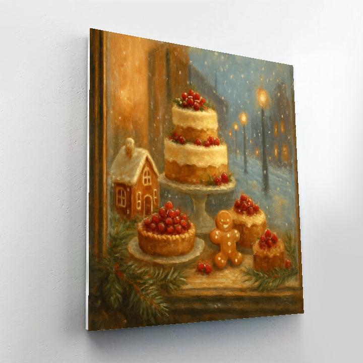 Christmas Bakery Window At First Snow Paint by numbers art