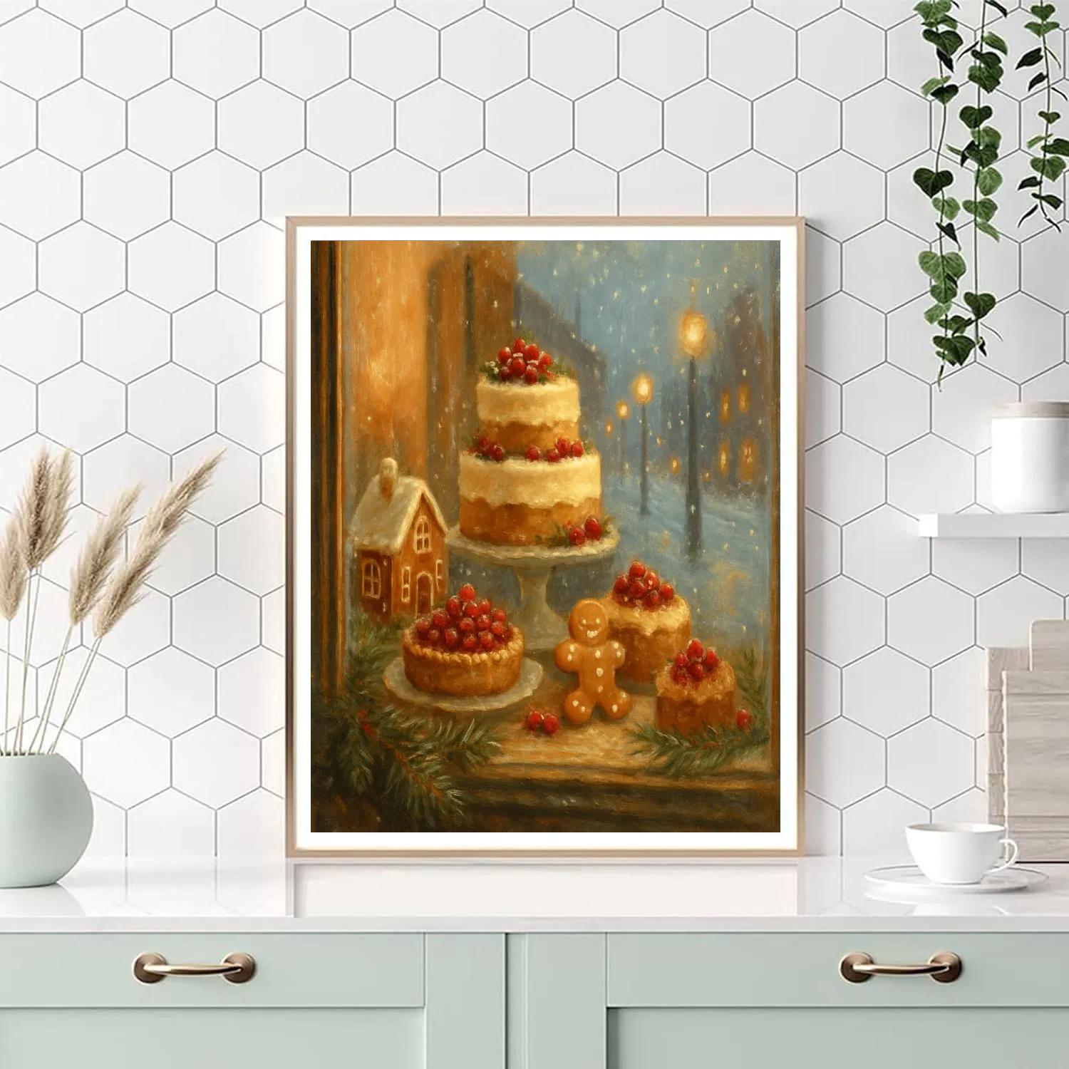 Christmas Bakery Window At First Snow Paint by numbers art