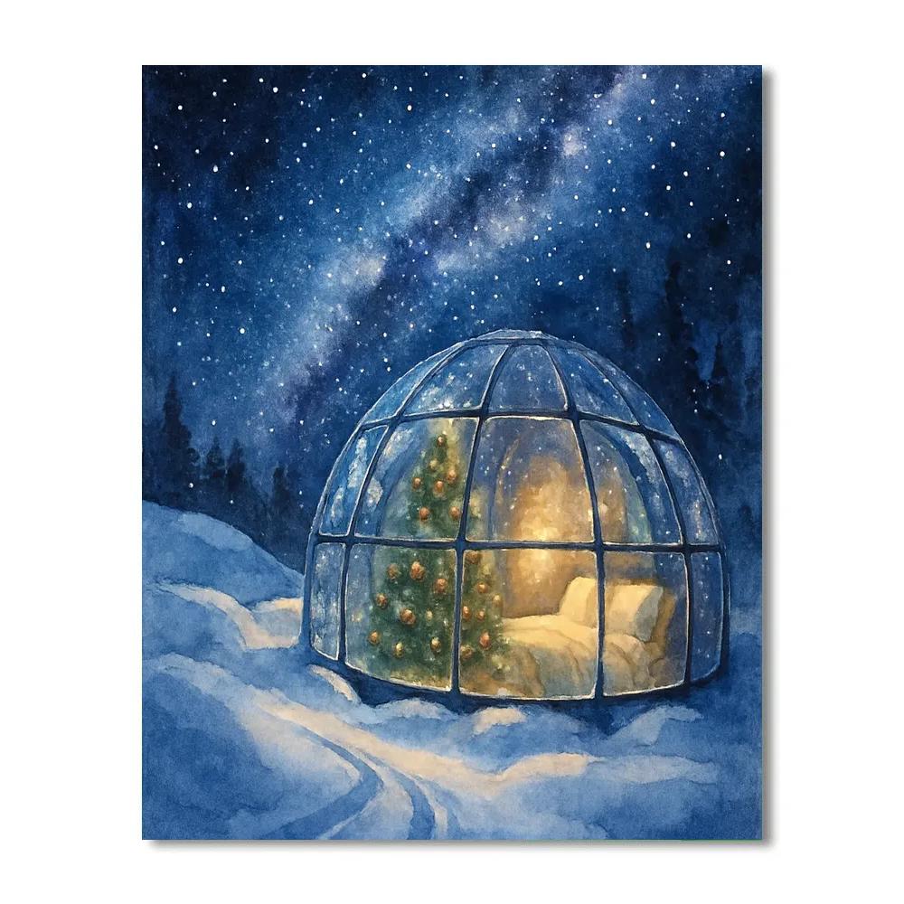 Christmas Starlight Over The Glass Igloo paint by color