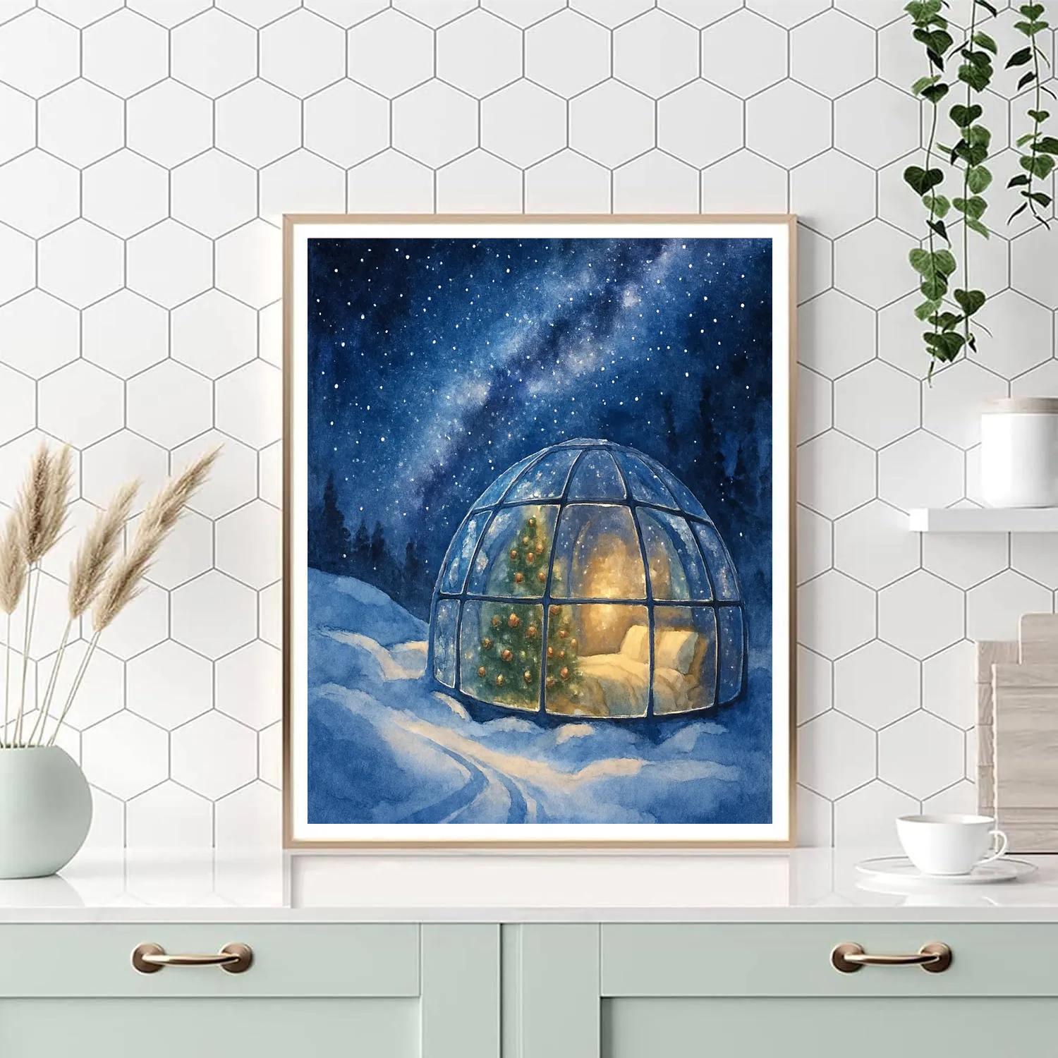 Christmas Starlight Over The Glass Igloo paint by color