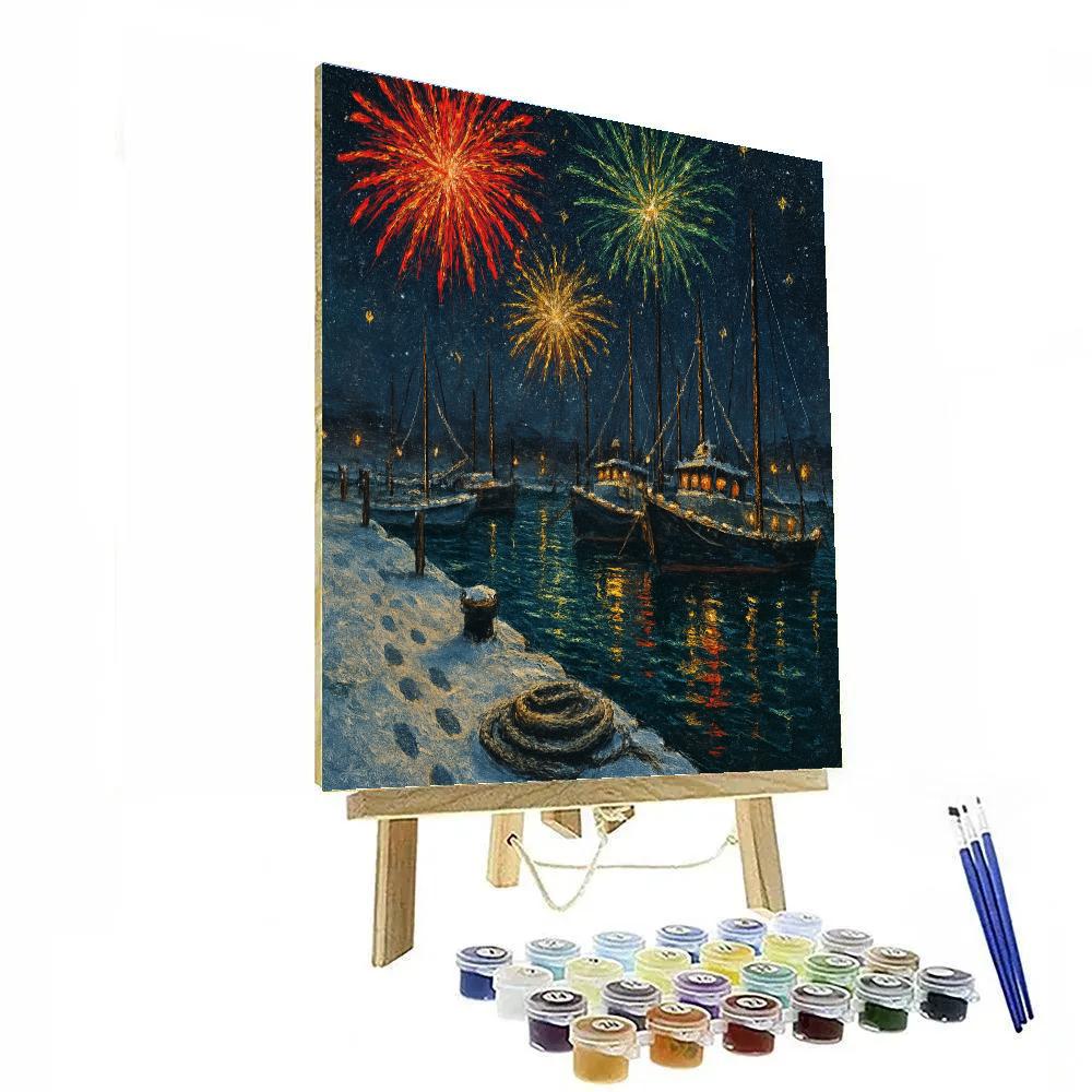Christmas Eve Fireworks Over The Harbor painting number kit