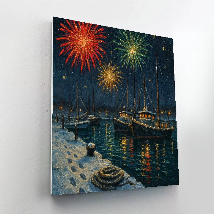 Christmas Eve Fireworks Over The Harbor painting number kit