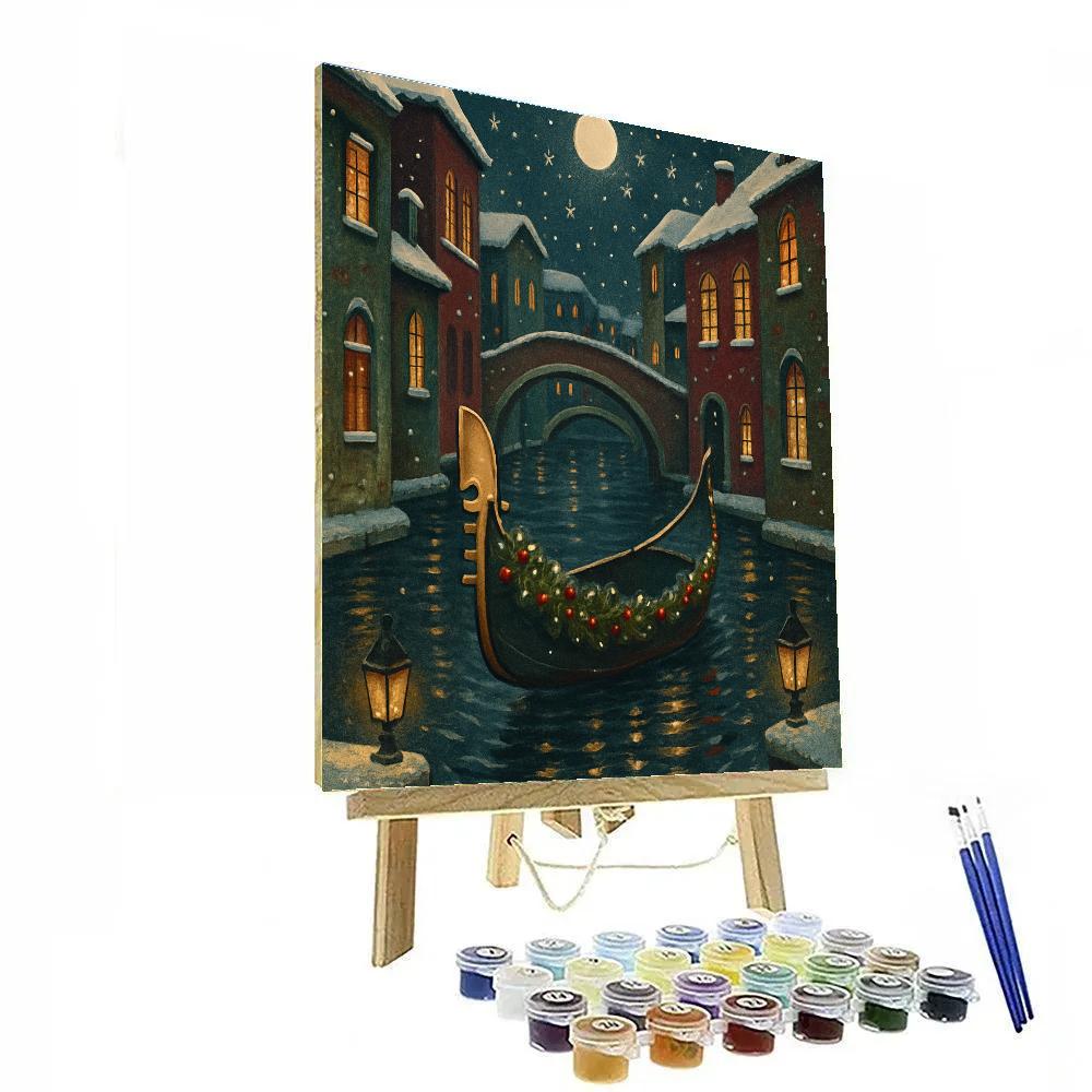 Christmas Gondola Ride Through The Snowy City - DIY Painting By Numbers Kit