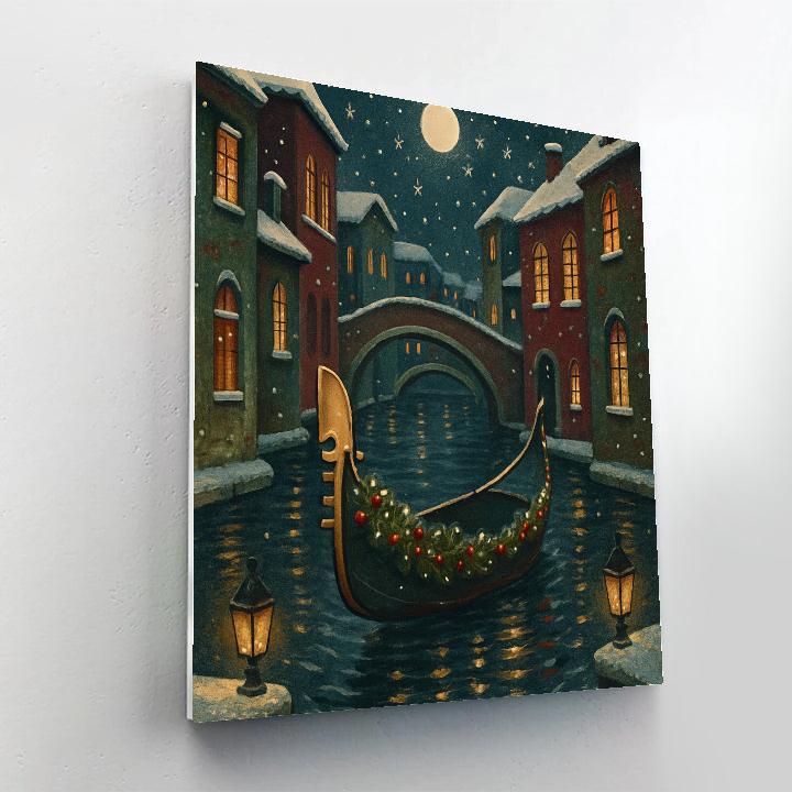 Christmas Gondola Ride Through The Snowy City Numbered painting kitsChristmas Gondola Ride Through The Snowy City - DIY Painting By Numbers Kit - Image 2