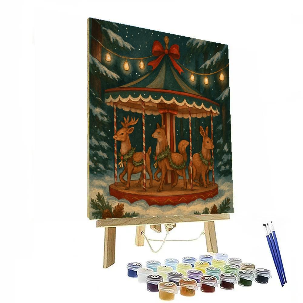 Christmas Carousel Of Woodland Creatures paint by numbers