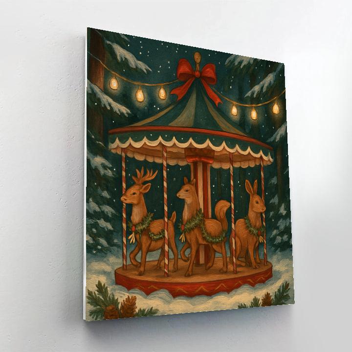 Christmas Carousel Of Woodland Creatures paint by numbers