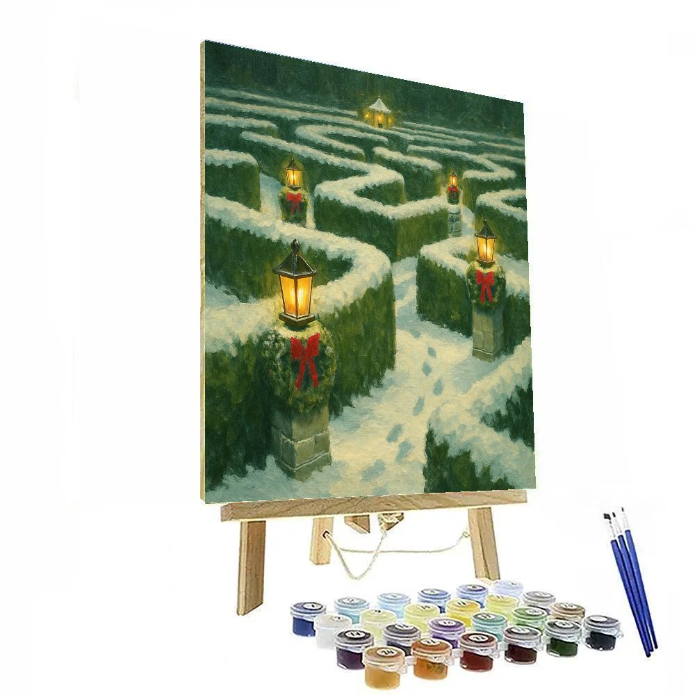 Christmas Lanterns In The Snowy Maze Garden DIY paint by numbers