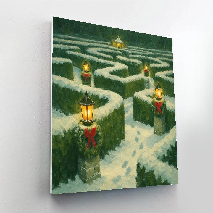 Christmas Lanterns In The Snowy Maze Garden DIY paint by numbers