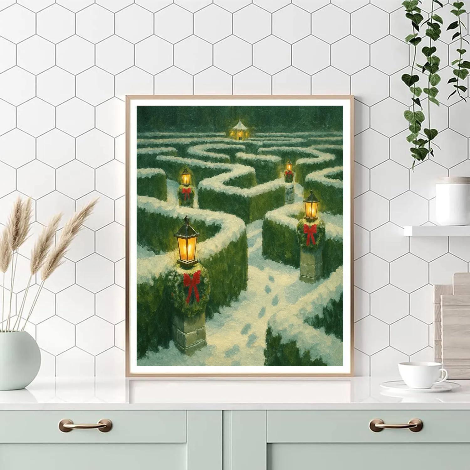 Christmas Lanterns In The Snowy Maze Garden DIY paint by numbers
