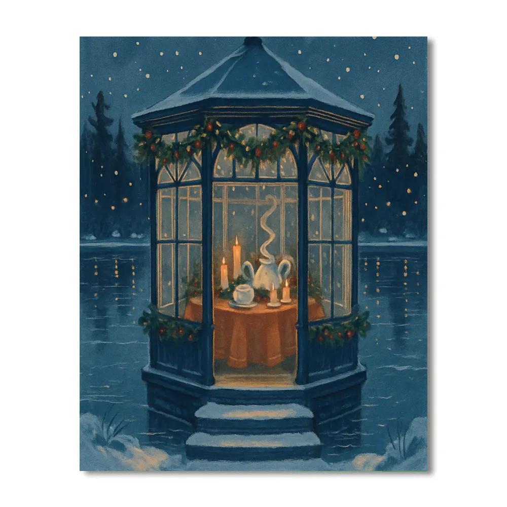 Christmas Tea Party At The Frozen Pavilion painting number kit
