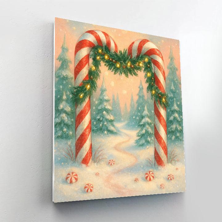 Christmas Forest Gate Of Candy Canes paint by number