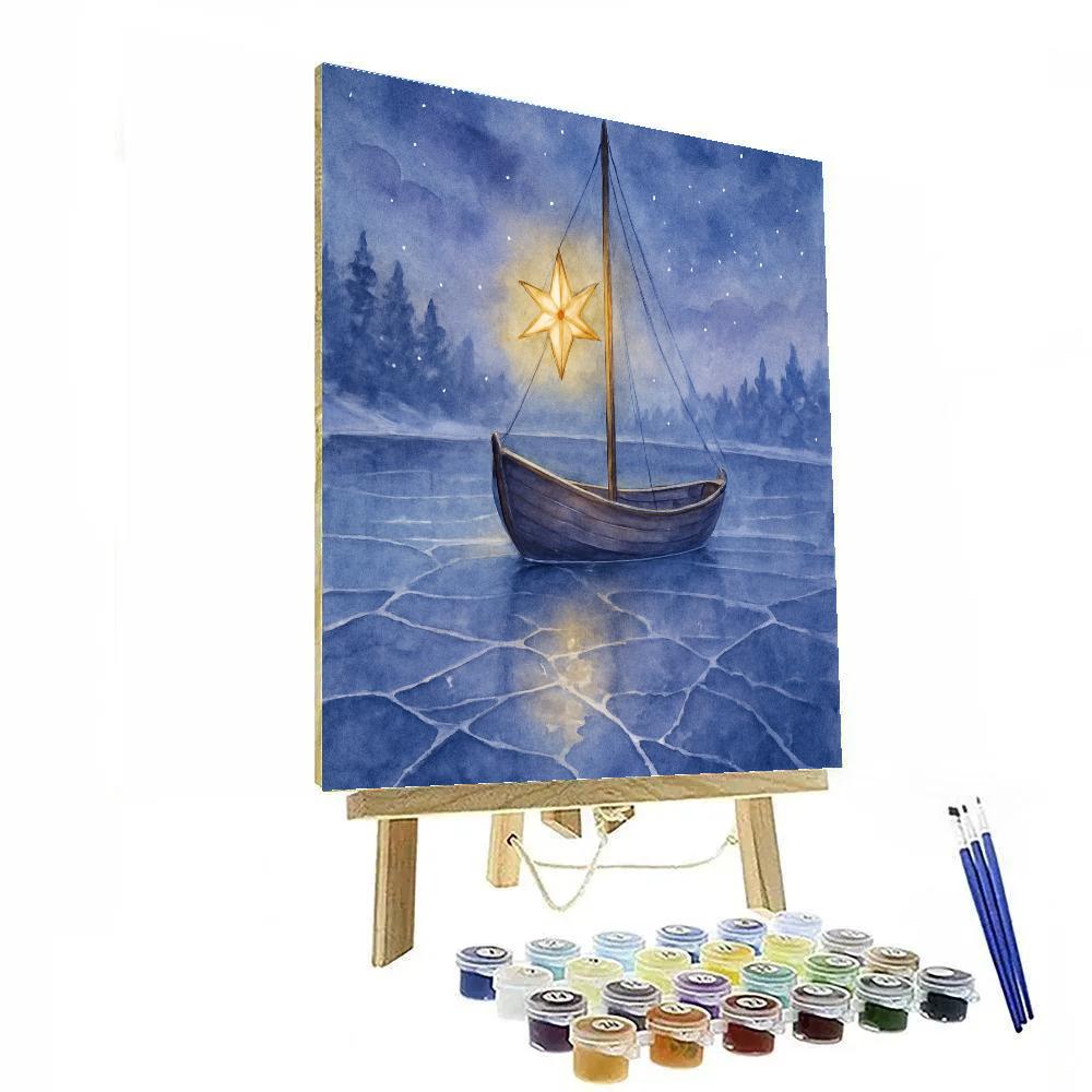 Christmas Starboat On The Frozen Lagoon Numbered painting kits