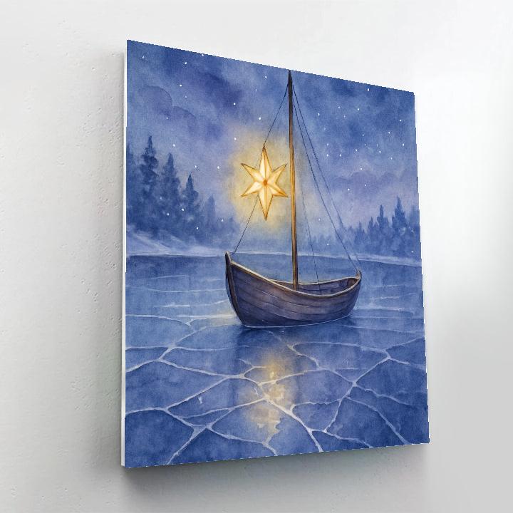 Christmas Starboat On The Frozen Lagoon Numbered painting kits