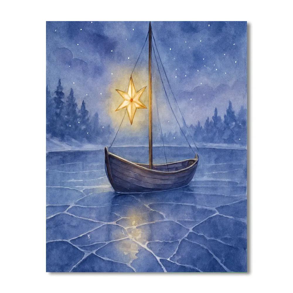 Christmas Starboat On The Frozen Lagoon Numbered painting kits