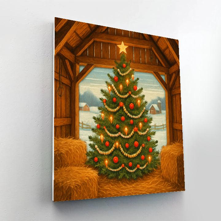Christmas Morning Tree In The Barn Loft Number painting