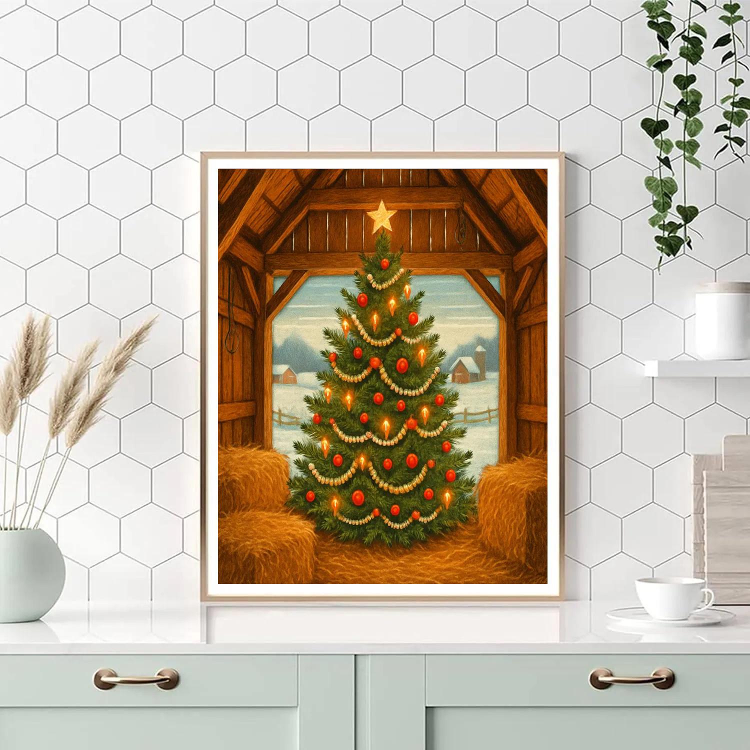 Christmas Morning Tree In The Barn Loft Number painting