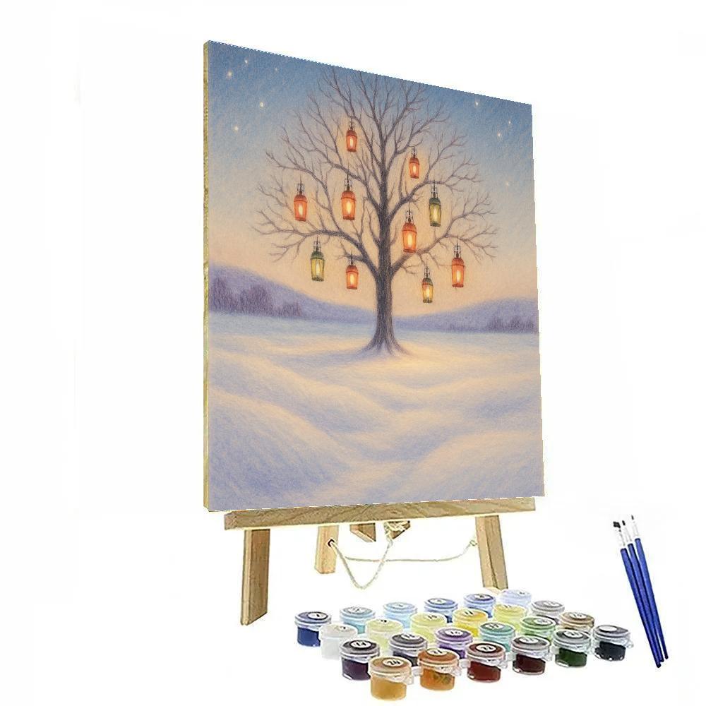 Christmas Lantern Tree In The Snowfield paint by numbers