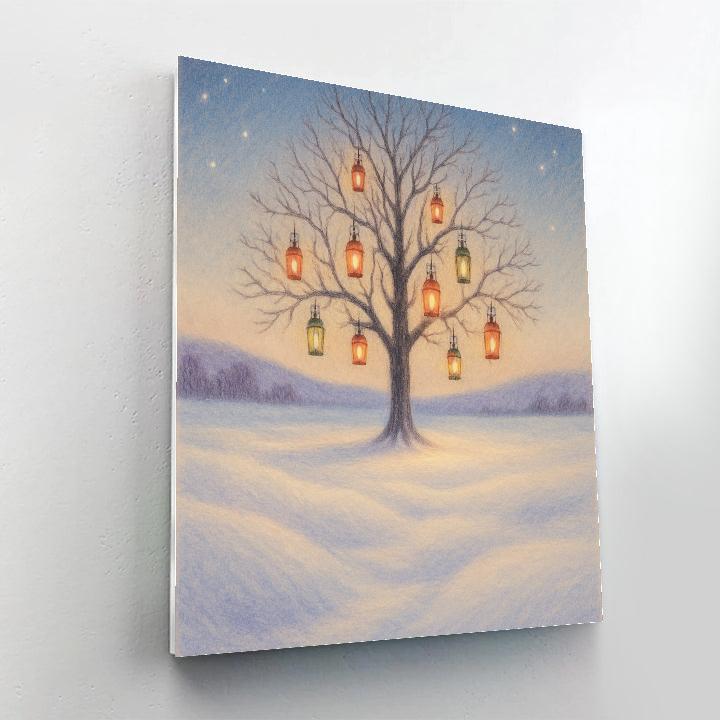 Christmas Lantern Tree In The Snowfield paint by numbers