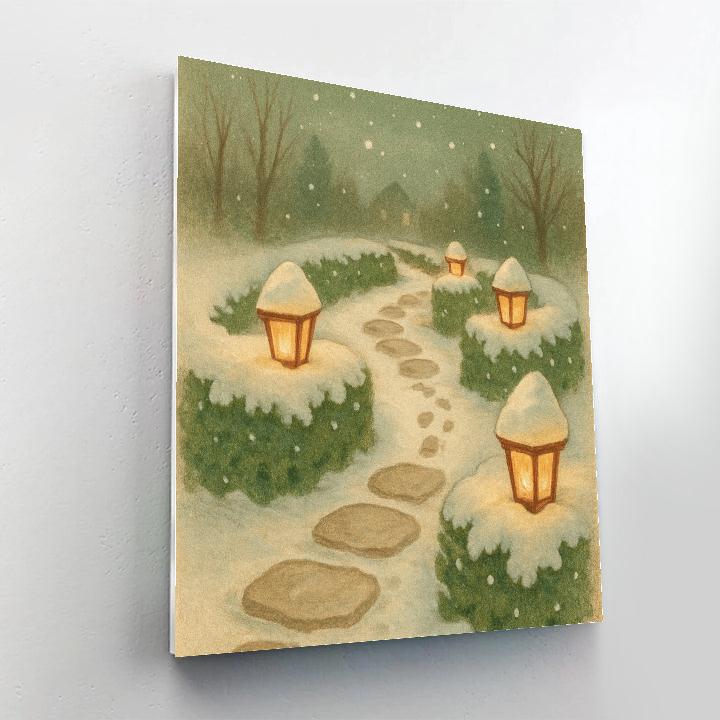 Christmas Hedge Lanterns Along The Garden Path Painting by numbers kit