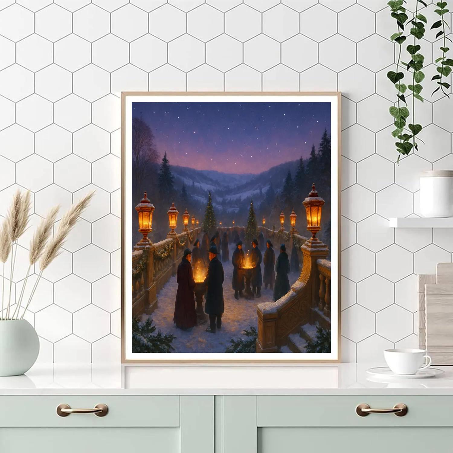 Christmas Lantern Festival On The Frozen Terrace DIY paint by numbers